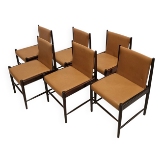 6 Cantu model chairs, Sergio Rodrigues, Brazilian edition 1960