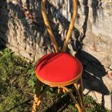 Coffee table & 2 vintage bamboo and rattan chairs 1950