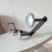 Vintage 1950s wall coat rack, wrought iron with chiselled details and solid aluminium.