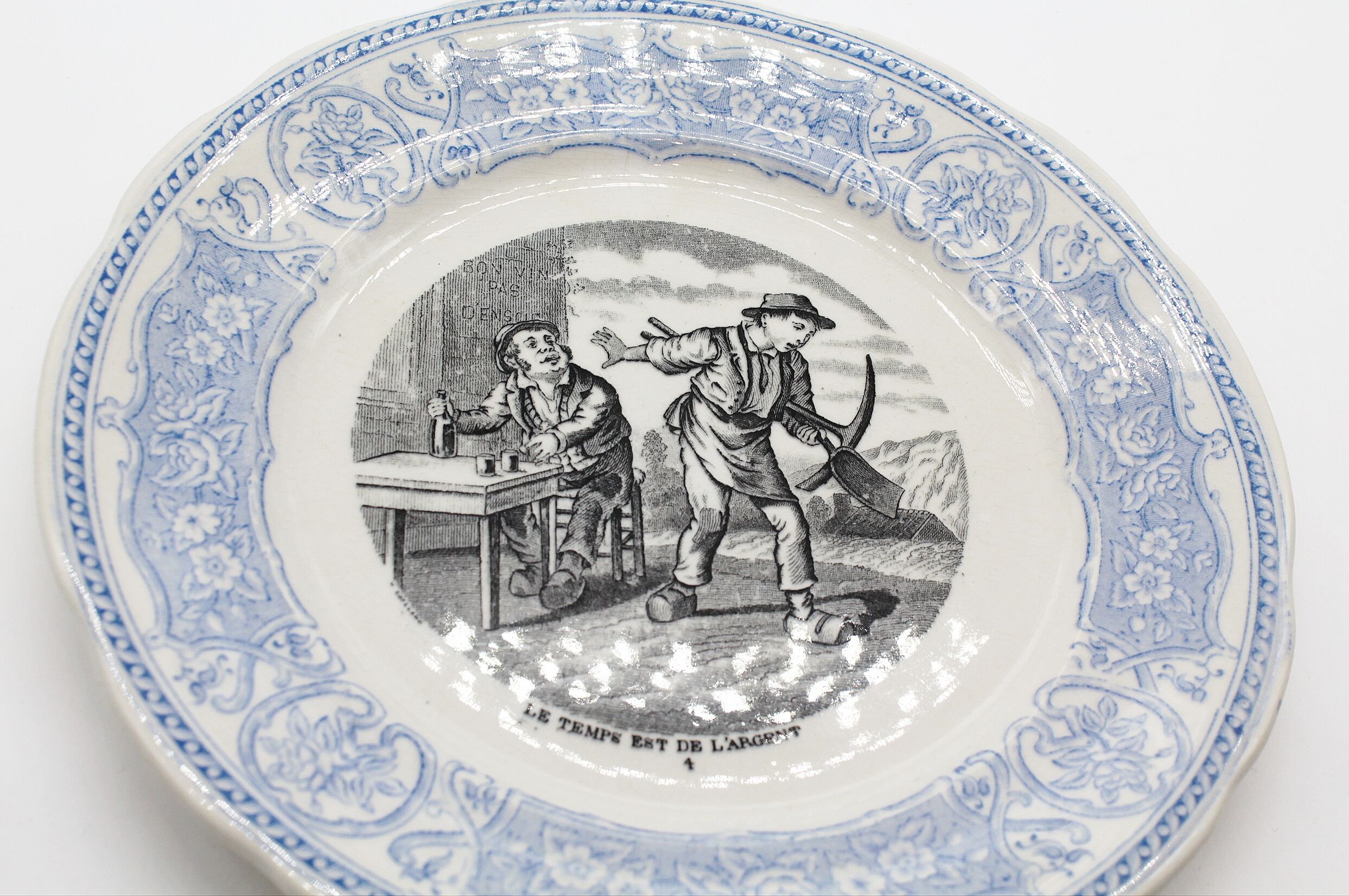 Plate "time is money" vintage digoin