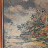 Tableau impressionniste style matiériste - huile sur toile signée HAMSELL - parfait état + 4 CD