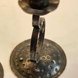Vintage Black Patina Metal Candlesticks