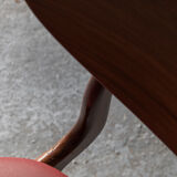 Set of 4 dining chairs in teak and burgundy by Louis van Teeffelen, The Netherlands, 1960’s