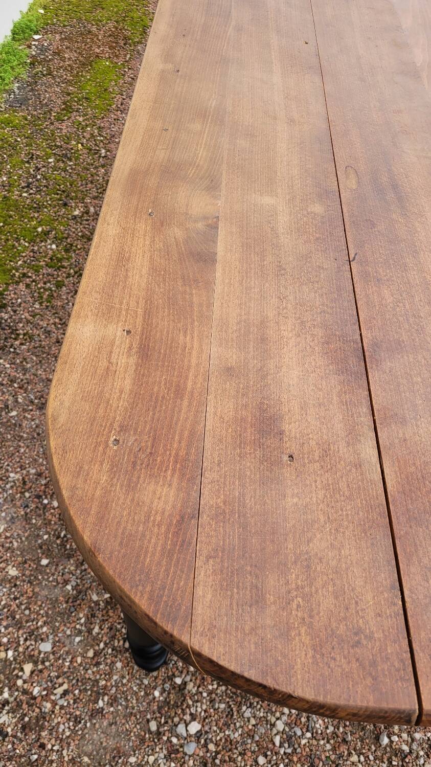 Louis Philippe style oval patinated bistro farm table - 1m90