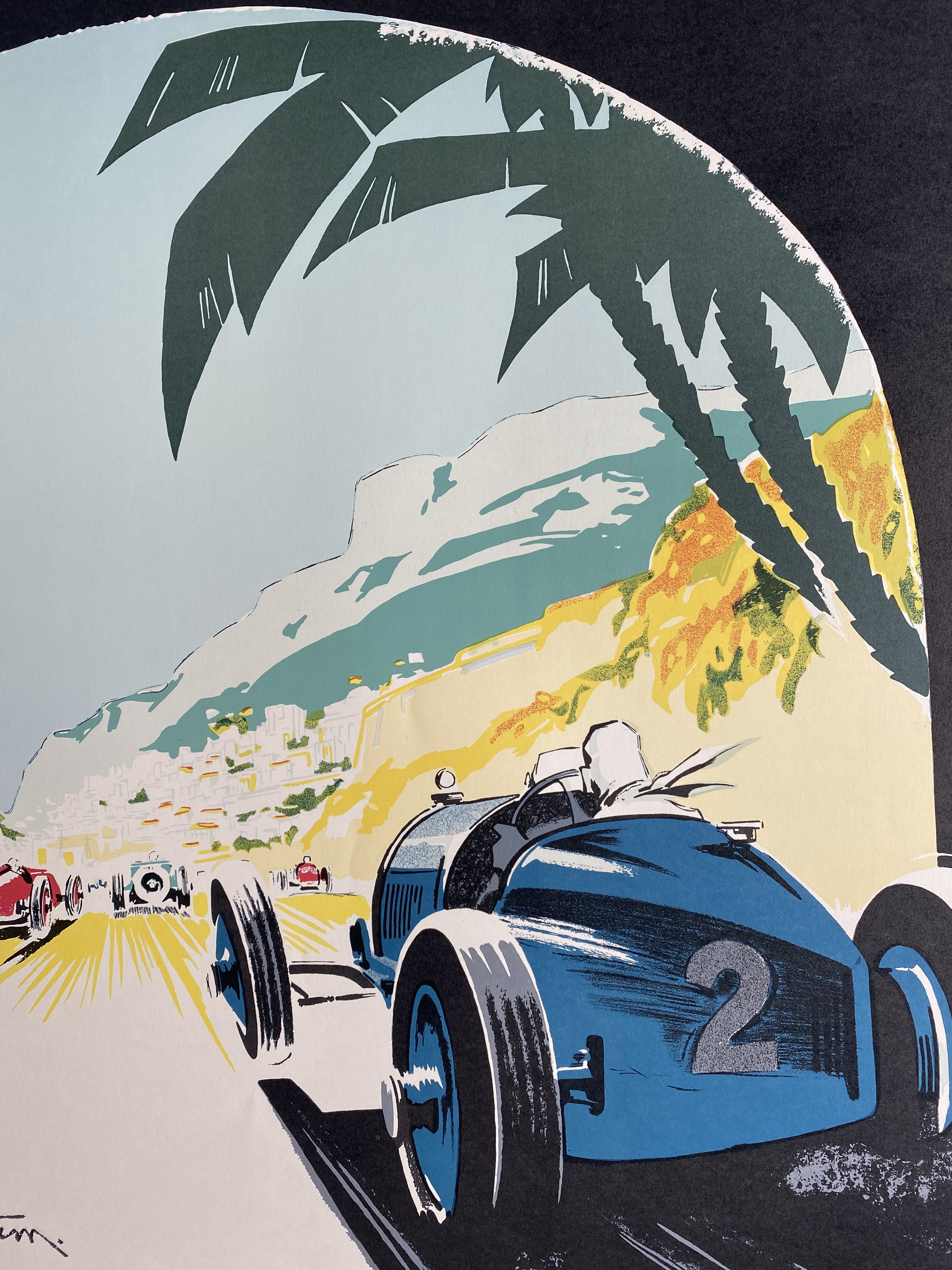 Lithograph poster "Grand Prix de Monaco 1933" Geo Ham 70x100cm 80's