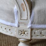 Swedish gustavian sofa white pastel and linen, 19th century