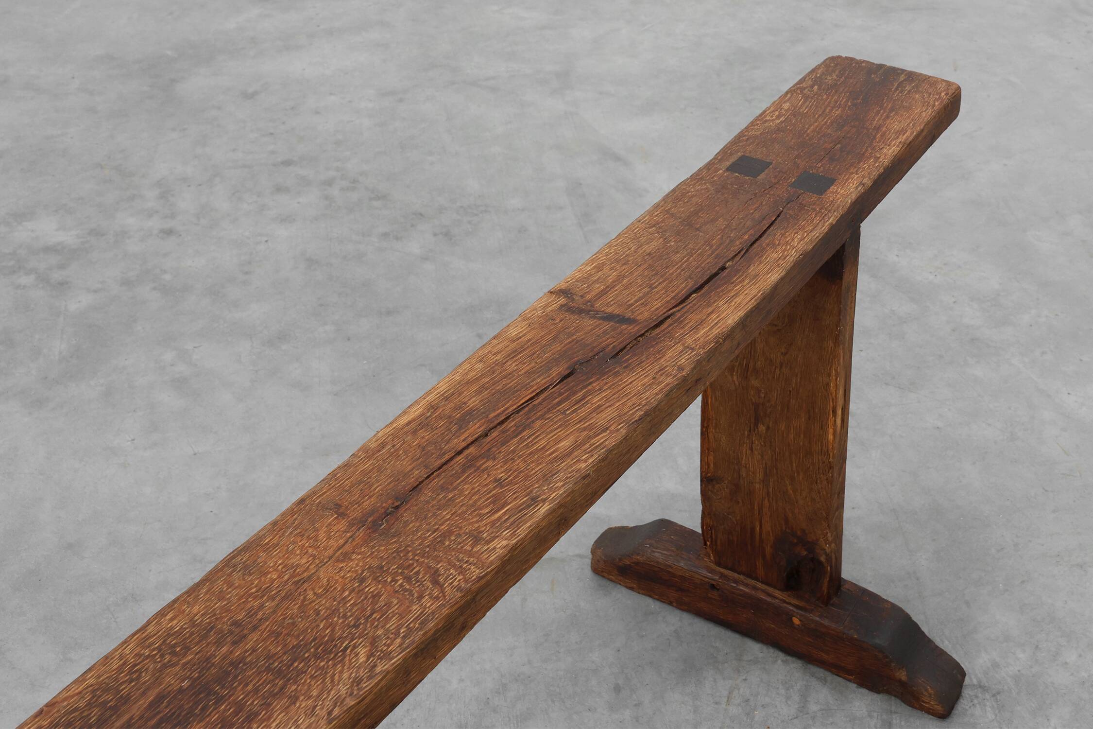 Rustic farmhouse bench in oak, France ca. 1820