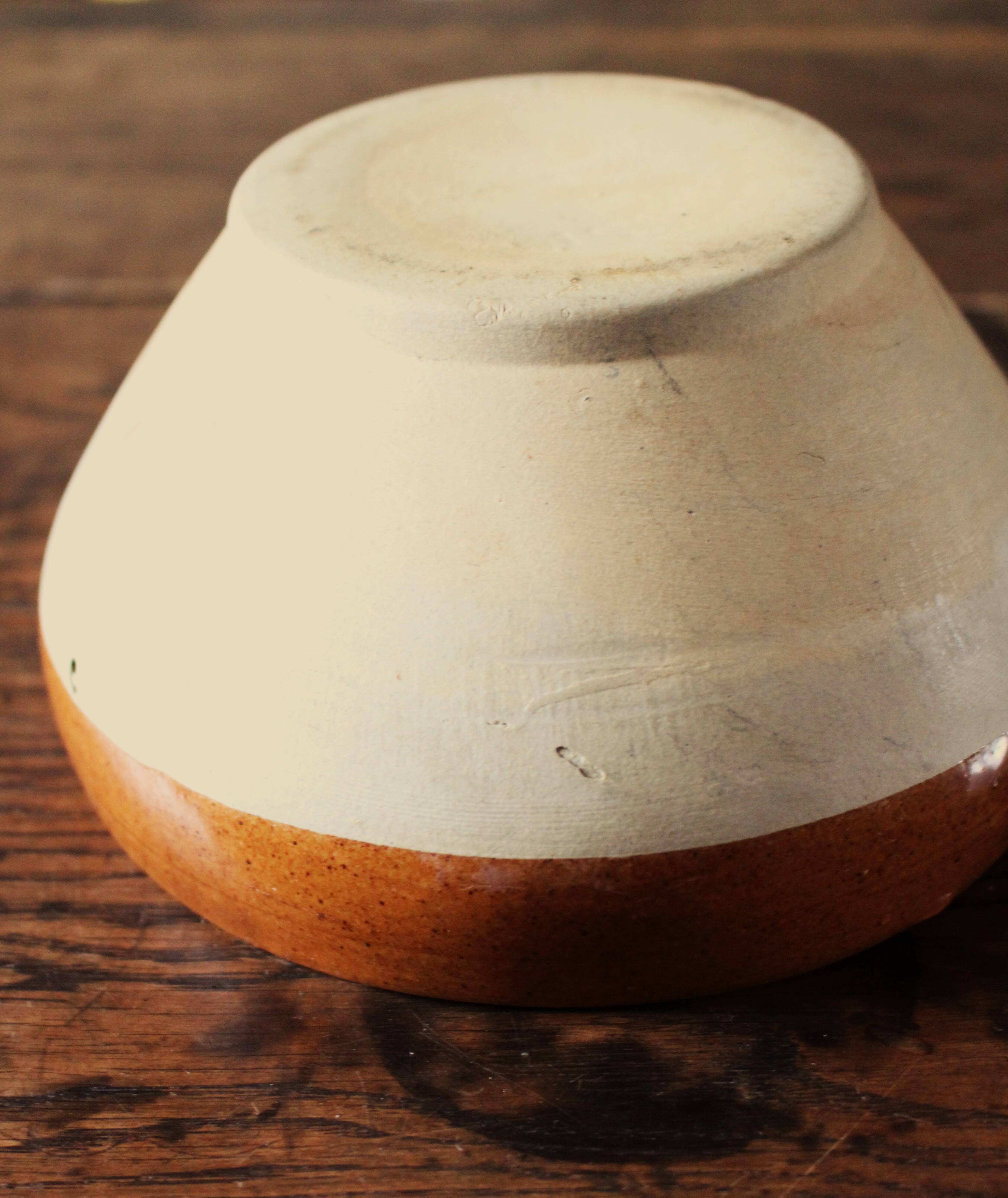 Small vintage two-tone stoneware salad bowl