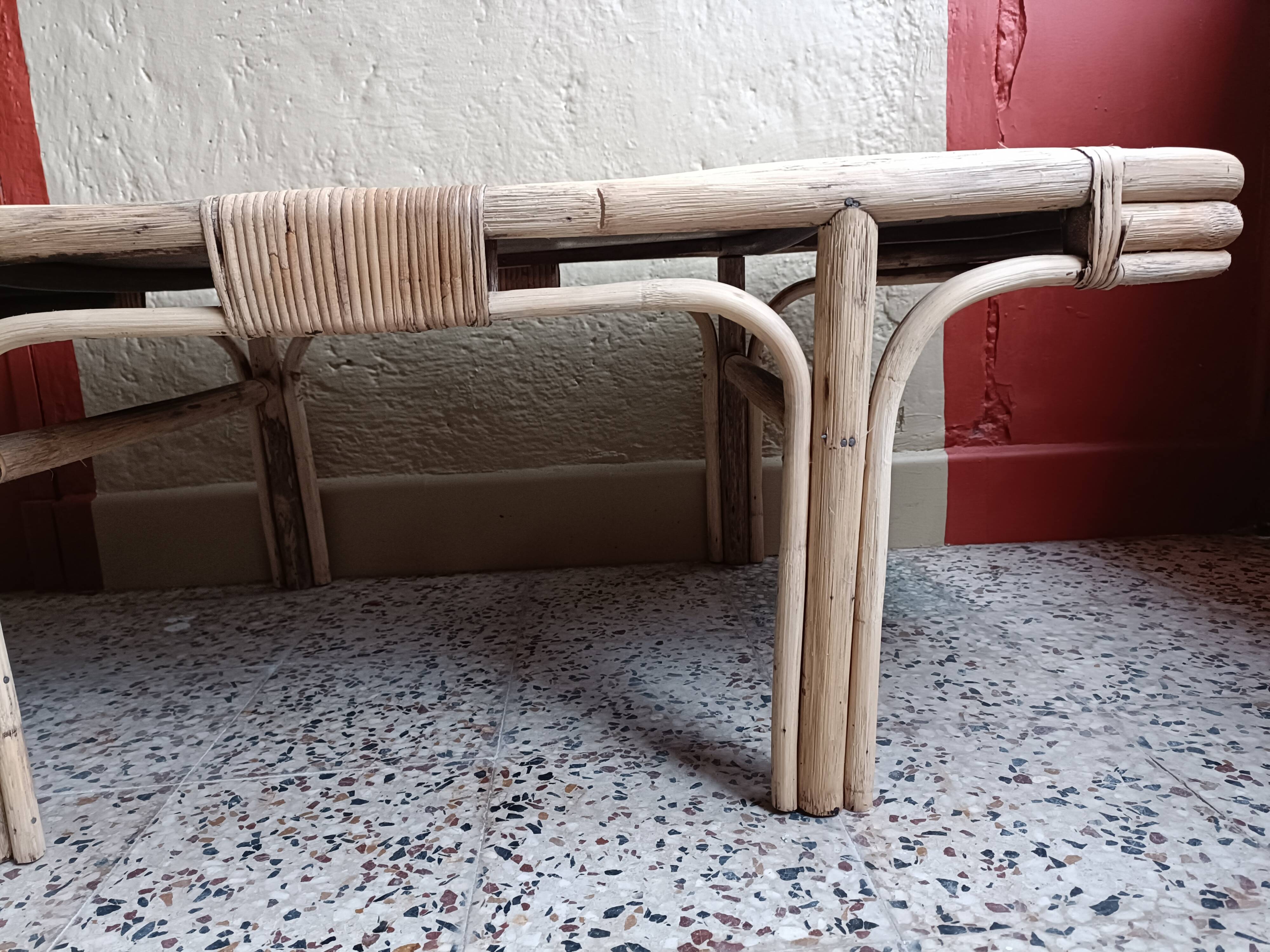 Refurbished rattan coffee table