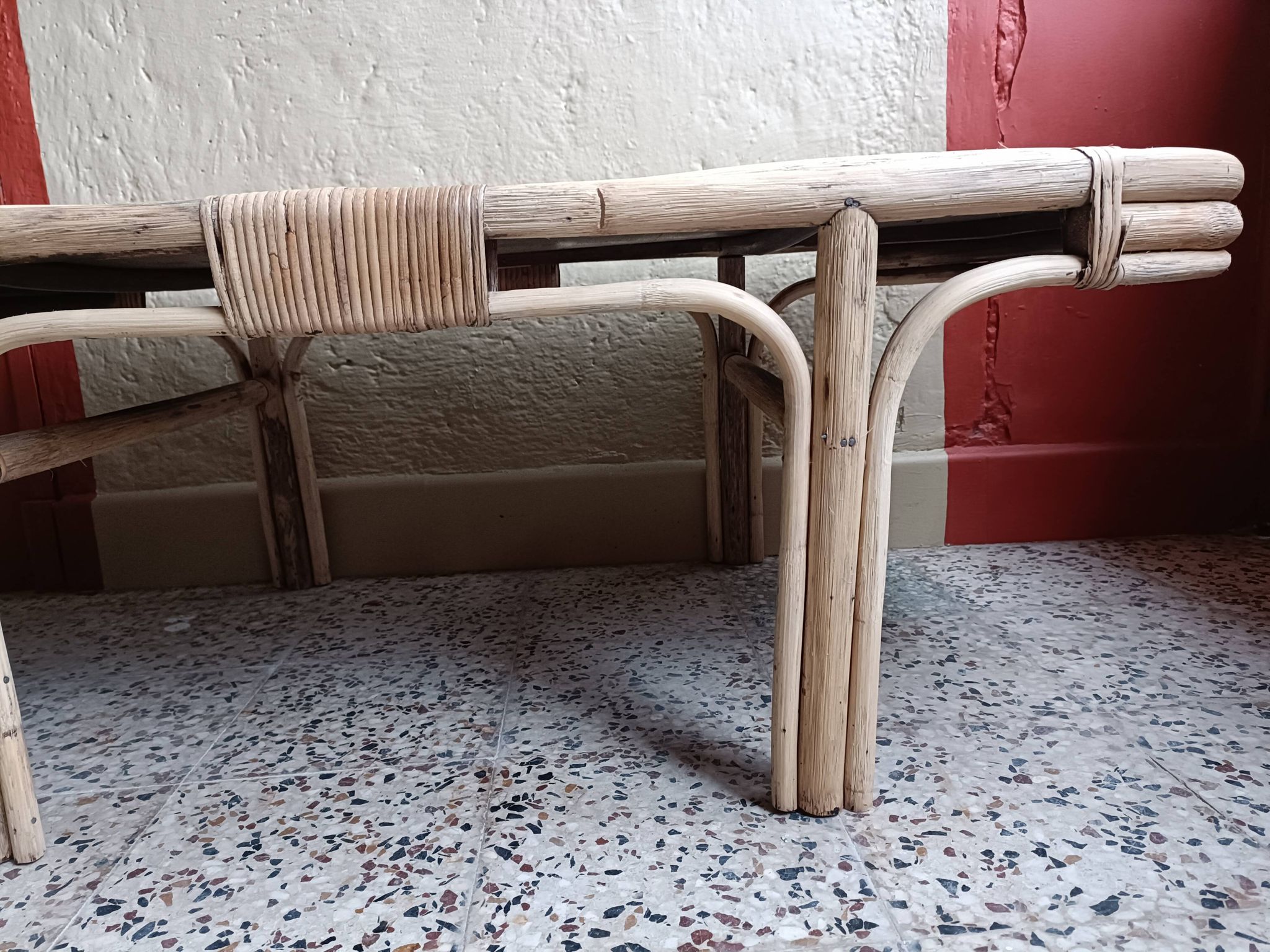 Renovated rattan coffee table