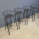 Tabourets de bar vintage en fer forgé et rotin, ensemble de 4 - années 1970