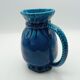 Pitcher in cracked blue Charolles earthenware