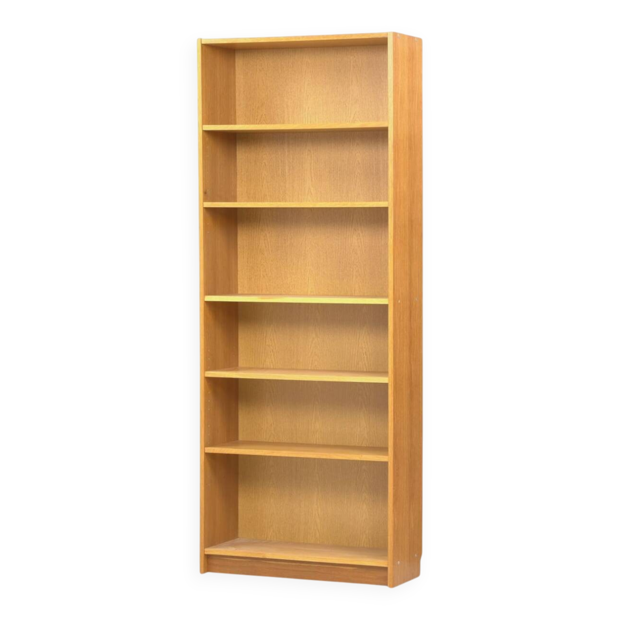 Vintage Scandinavian oak bookshelf – 200 cm – 5 compartments – 20th century
