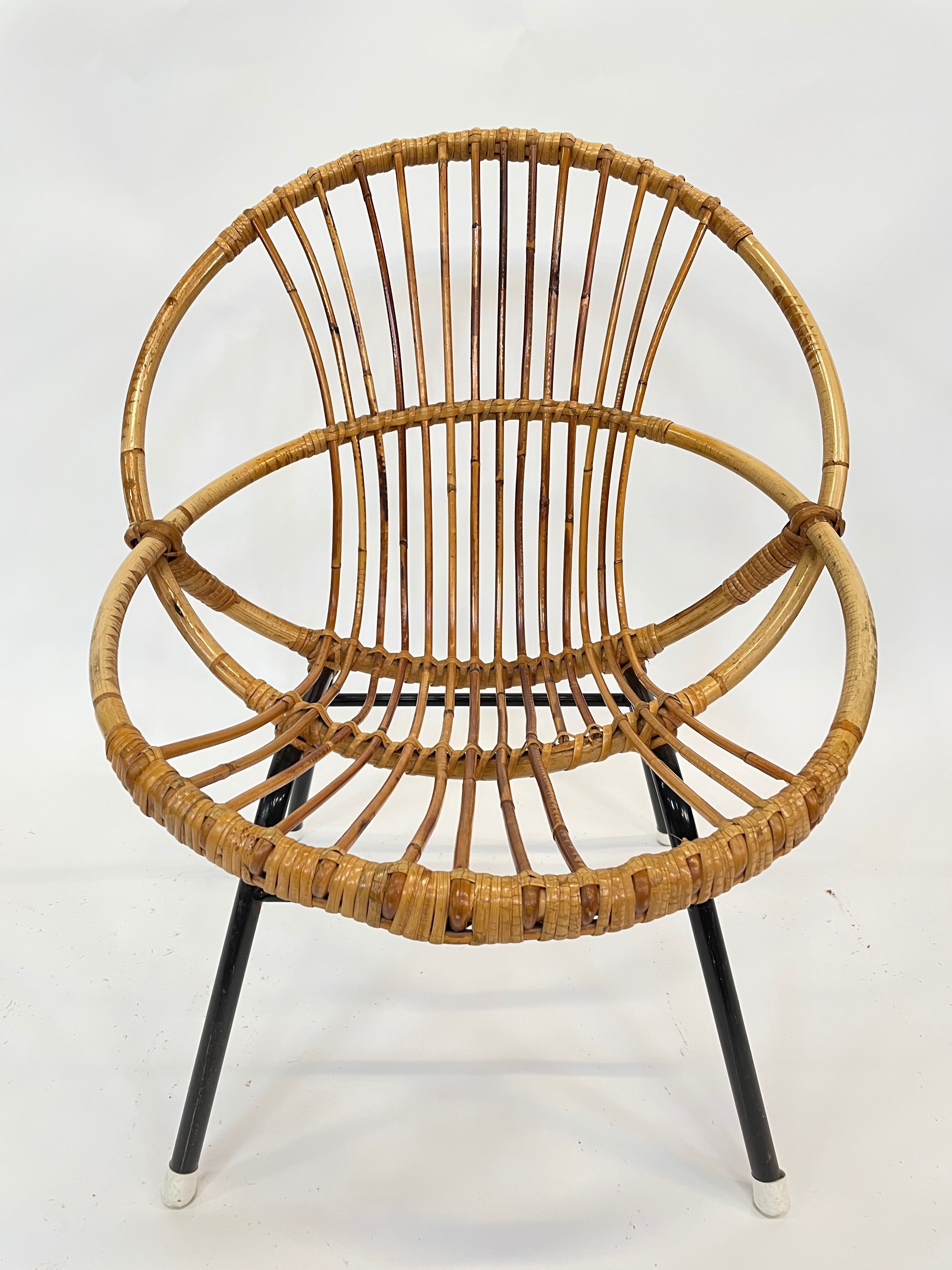 Fauteuil vintage en rotin par Dirk van Sliedregt Rohe Noordwolde 1960 aux Pays-Bas