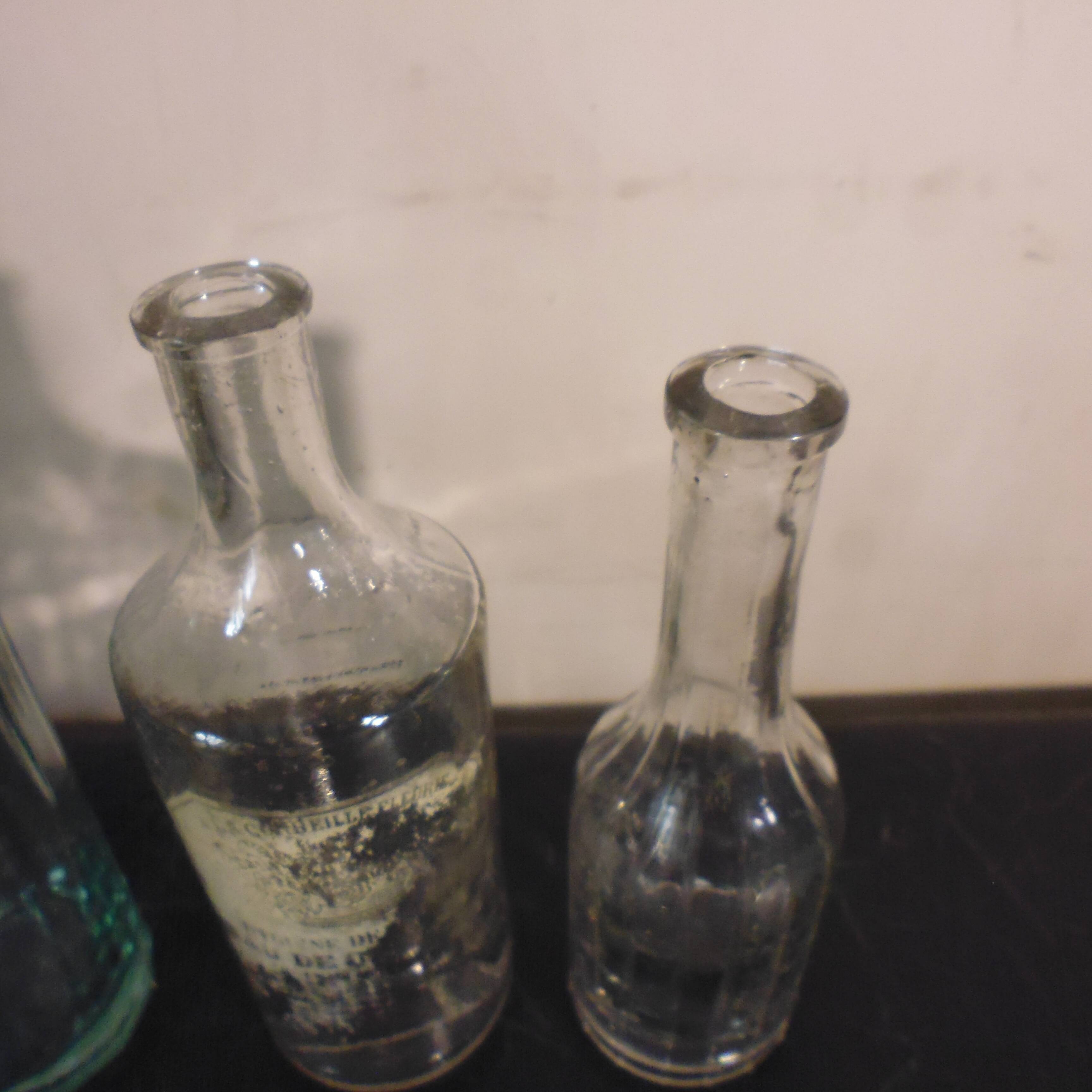 3 old blown glass bottles