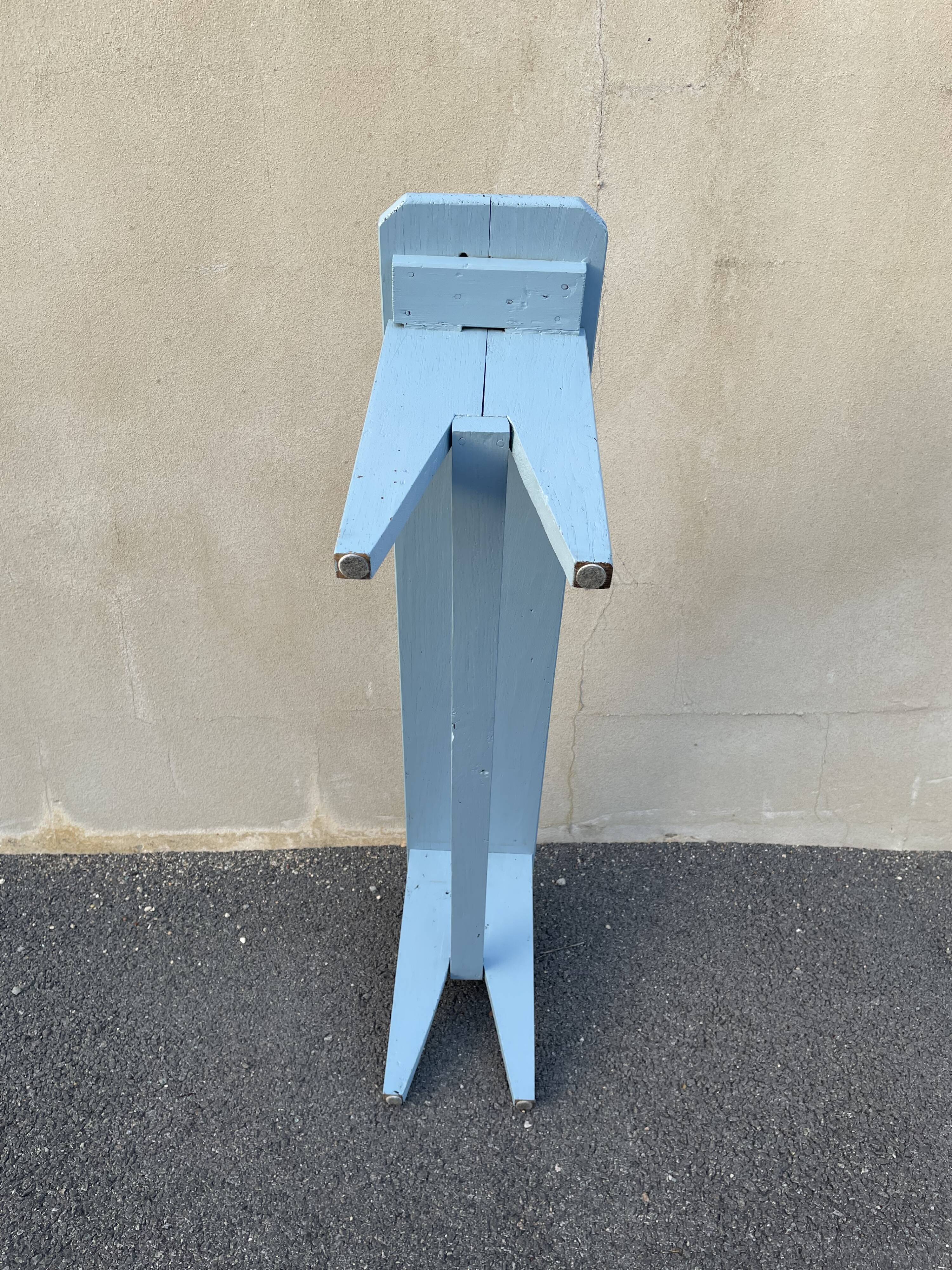 Blue painted wooden bench