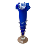 Murano cobalt blue vase with ruffled edge