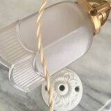 Glass portable lamp, 2 M braided fabric cable, porcelain rosette