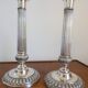 Antique pair of 19th century silver-plated metal candlesticks, 27 cm
