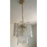 Contemporary Murano Glass "Hammer Listello" Chandelier With Gold Metal Frame