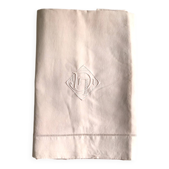Drap Ancien En Fil De Lin Teinté en Rose Tendre