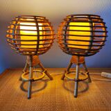 Pair of rattan ball lamps 60-70