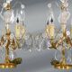 Pair of Louis XV Style Bronze & Crystal Chandeliers with 4 Lights