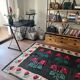 Very Old Romanian floral handwoven carpet made in wool, bohemian design