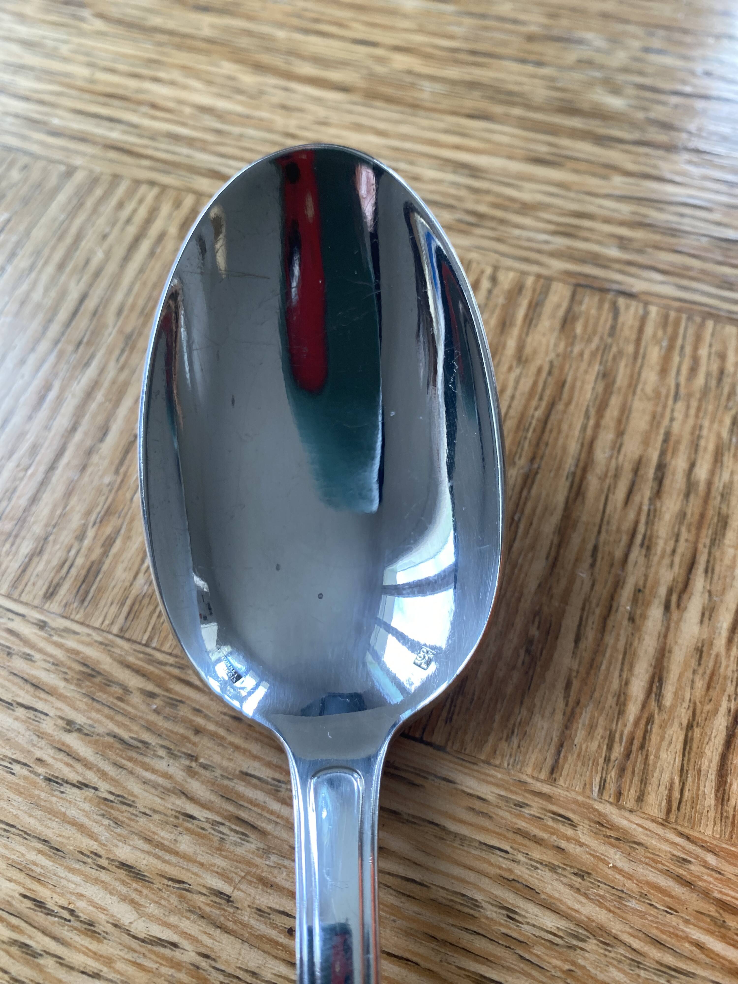 12 large silver plated art deco metal spoons