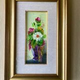 Oil on Vintage Panel - Flower Bouquet by NNISI - 27 x 40 cm