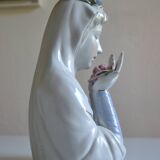 Virgin Mary statue bust in polychrome porcelain Virgin with crown of roses