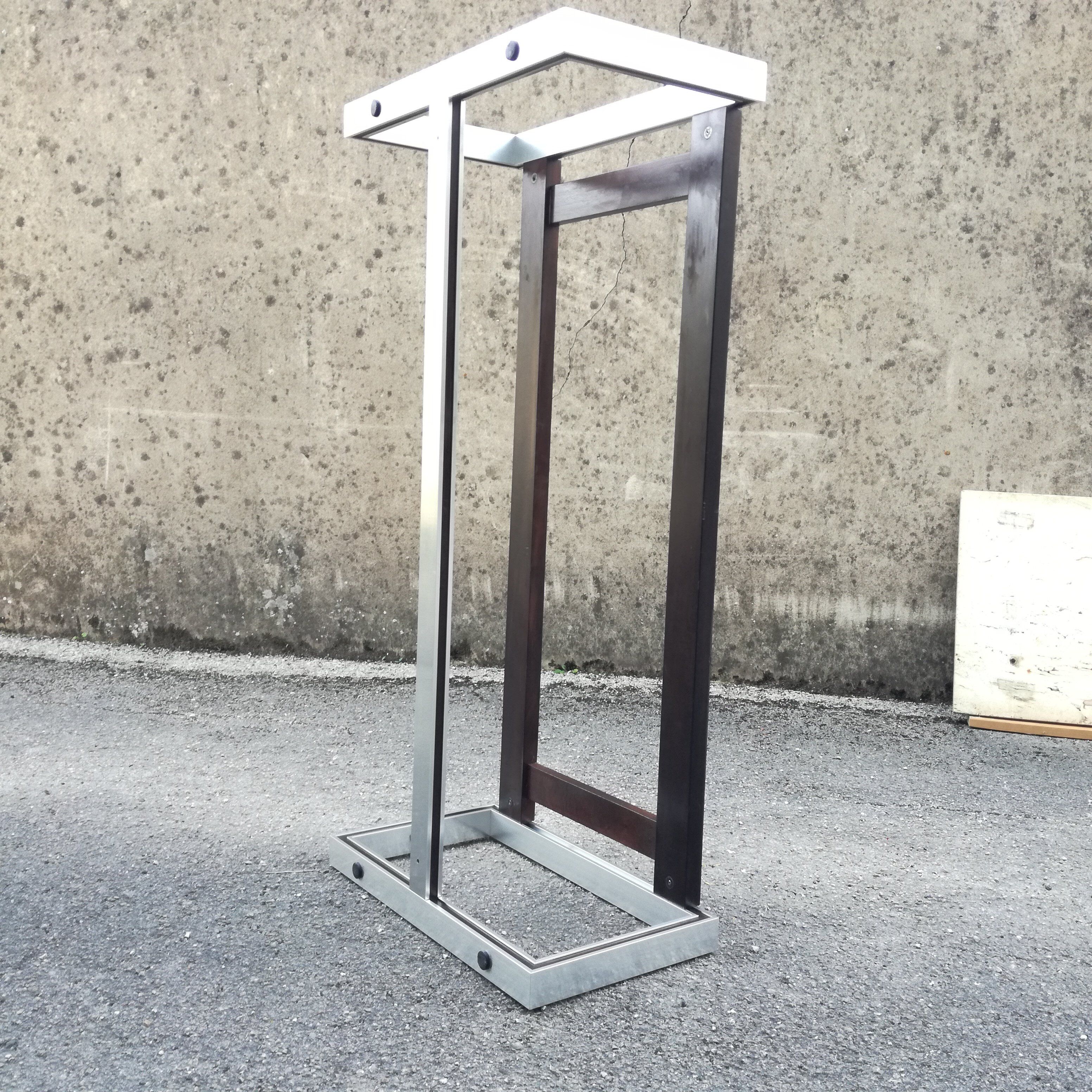 Rectangular coffee table in travertine, glass and aluminium L120