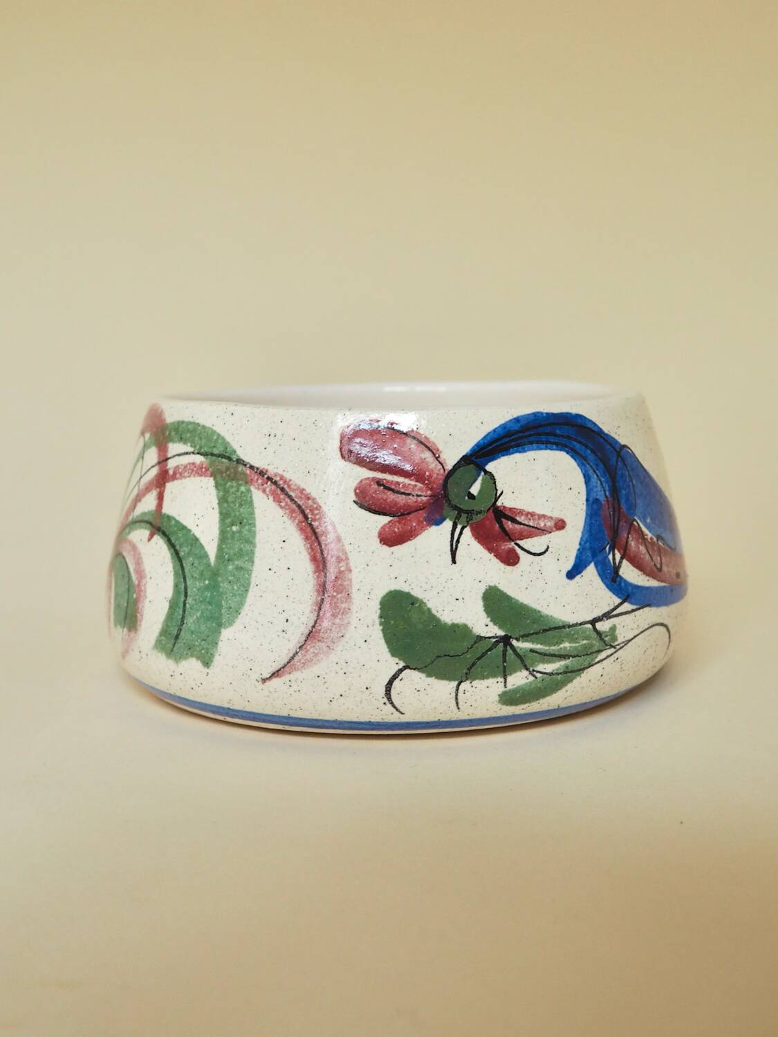 Covered pot in Pignot earthenware, rooster decoration.