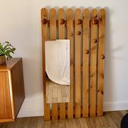 cloakroom coat rack mirror in blond pine 70s-80s