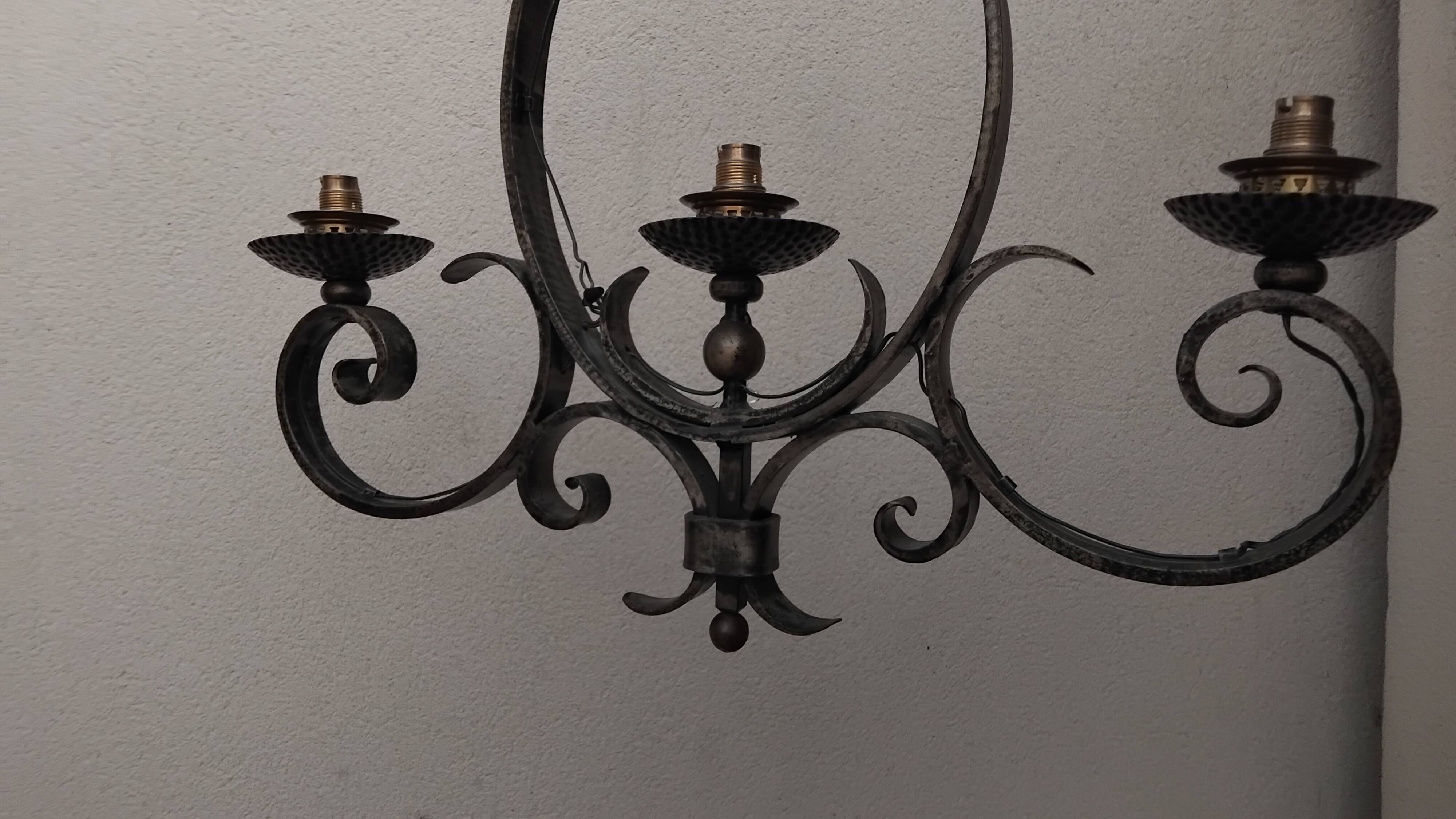 Vintage gothic medieval wrought iron chandelier