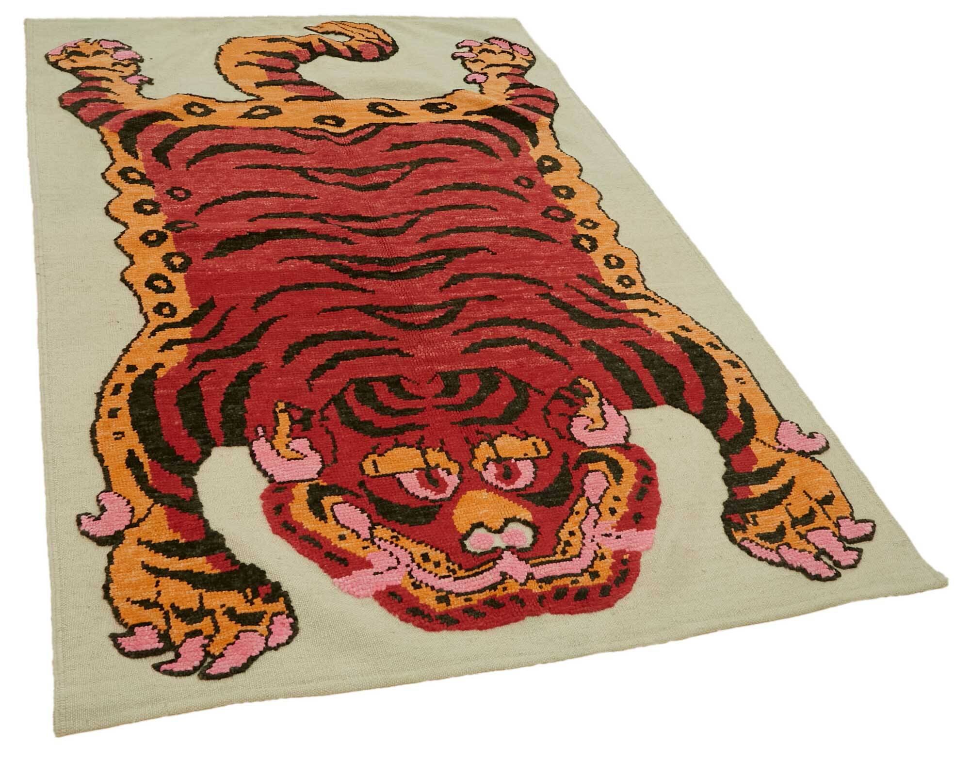 Turkish Handknotted Wool Tiger Rug  142 cm x 227 cm