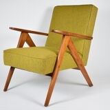 Fauteuil des années 60 Compas, restauré, moutard jaune