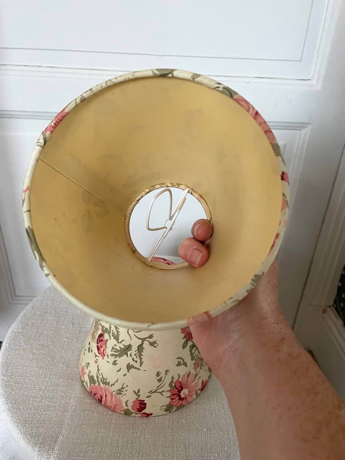 Set of two small vintage flowered lampshades