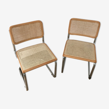 2 Chairs Beige Cesca B32 by Marcel Breuer