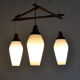 Scandinavian chandelier 3 opaline lights by Kristiansson for Luxus 50s