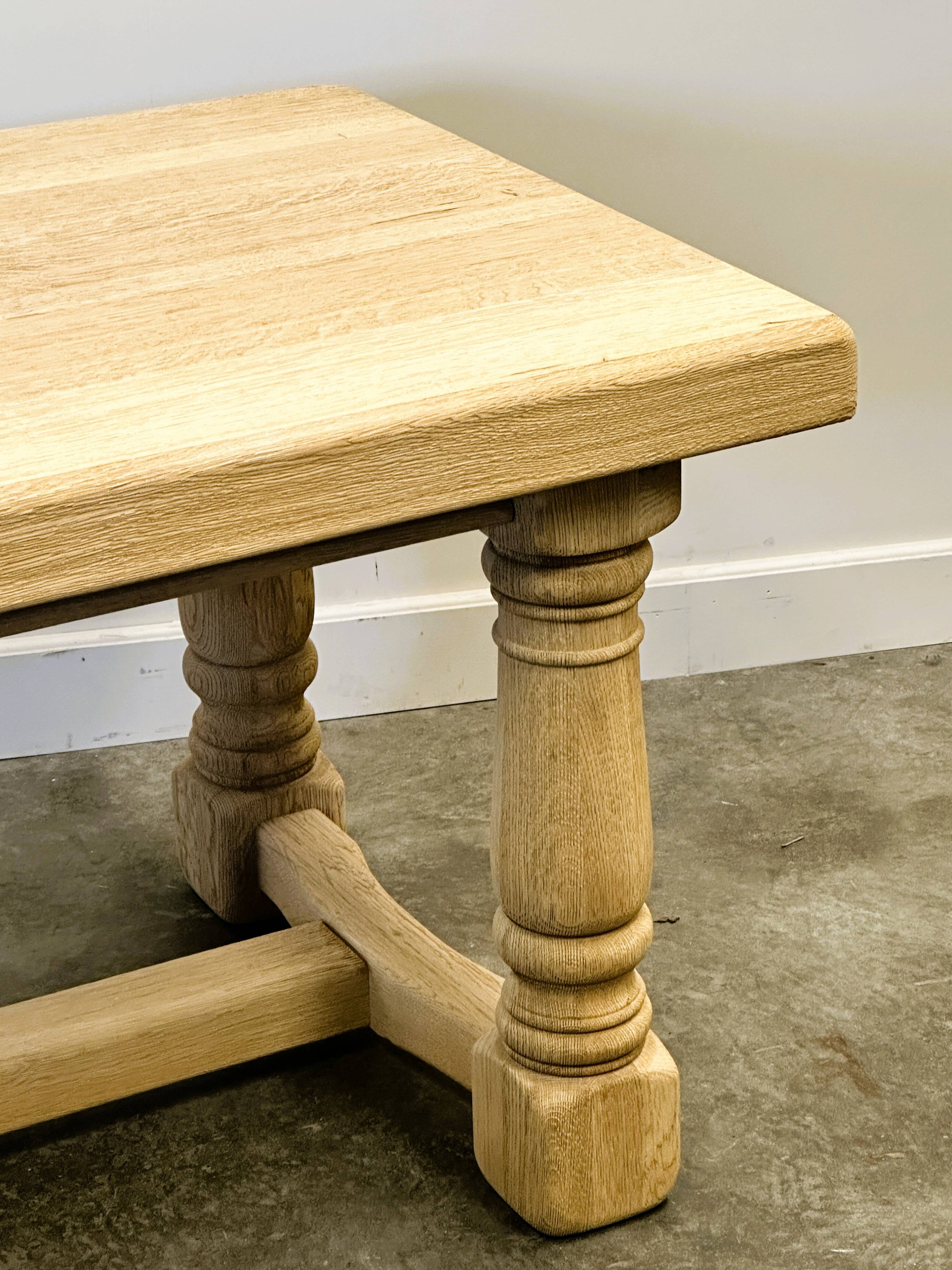 Large Sanded Full Oak Vintage French Dining Table, 1960s. France