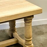 Large Sanded Full Oak Vintage French Dining Table, 1960s. France