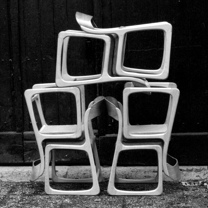 Suite de 6 chaises Baumann traîneau