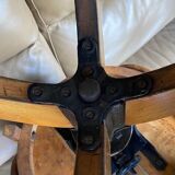 Baumann wood leather armchair