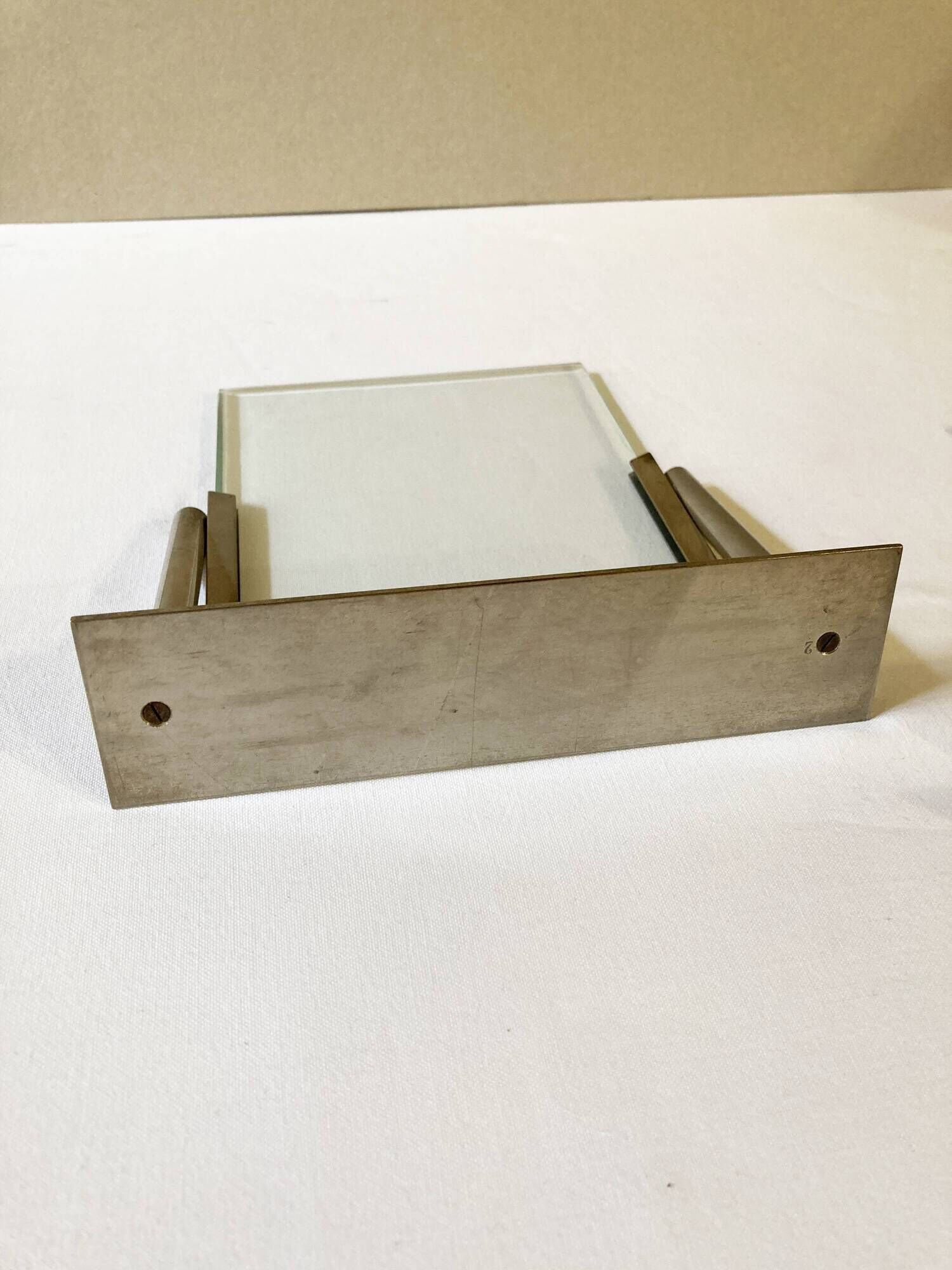 Duo of Art Deco photo frames in silver metal with beveled glass