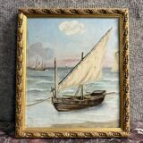 Marie C: tableau huile sur toile marine au voilier époque Napoléon III