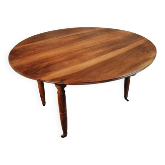 Table pliante vintage en noyer – France, années 30, sur roulettes