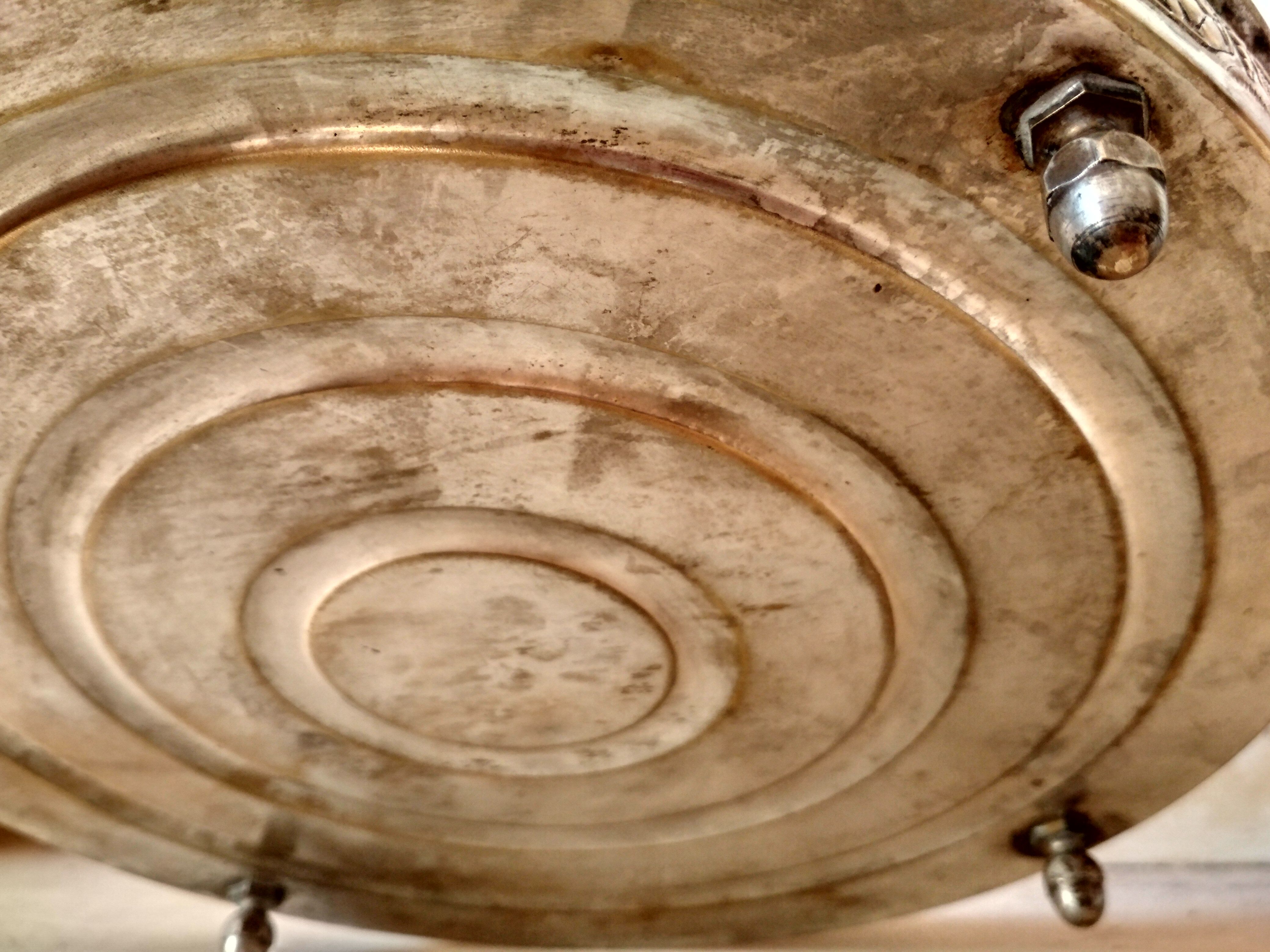 Appetizer tray, servant silver metal and its 5 ramekins 1930s cut glass