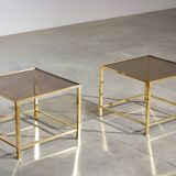 Tables d'appoint structure en laiton 1970 France vers 1970