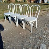 4 Thonet Bistro Chairs Limed Wood White